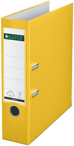 Leitz 2-Ring 3-Inch Premium Linen Textured A4 Sized European Binder, Yellow (1010-YE) by Leitz