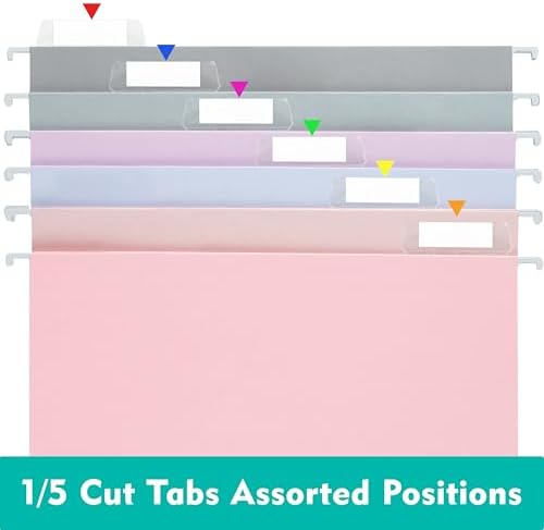 Zzrywuty Hanging File Folders Letter Size, 12-Pack Hanging File Folder with 1/5-Cut Tabs, Pastel File Folders Hanging Organizers for Filing Cabinet, Bulky Files & Medical Charts - Image 5