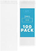 3"x8" Zip Bags, 100 Pack, 2 Mil, Reclosable for Incense, GPI by GPI