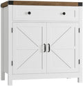 HOSTACK 31.5"W Kitchen Storage Cabinet, Farmhouse Coffee Bar Cabinet, White by HOSTACK