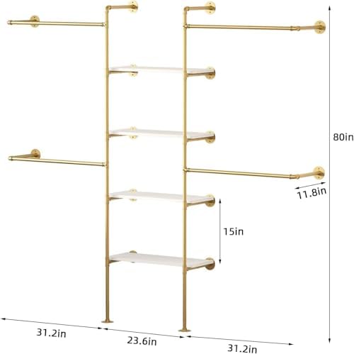 Industrial Pipe Clothing Rack with Shelves - Image 6