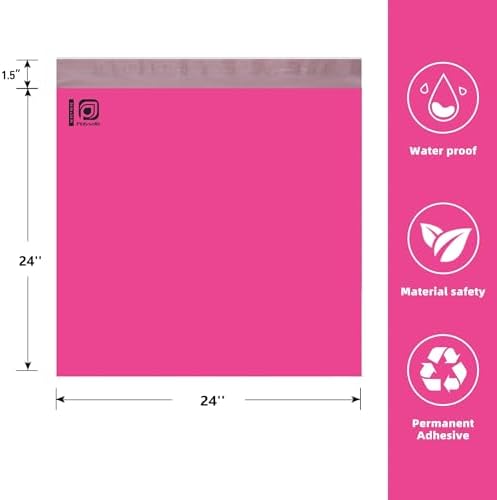 POLYSELLS 50 Pcs 24"x24" PInk Poly Mailers Shipping Envelopes, Strong Adhesive Sealing, Waterproof, and Tear-resistant Postal Mailing Bags. Mailer Bags for clothing and accessories - Image 2