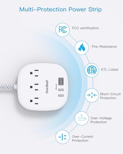 One Beat Power Strip with USB C, 3 Outlets 4 USB Ports (3.1A),6ft - Image 7