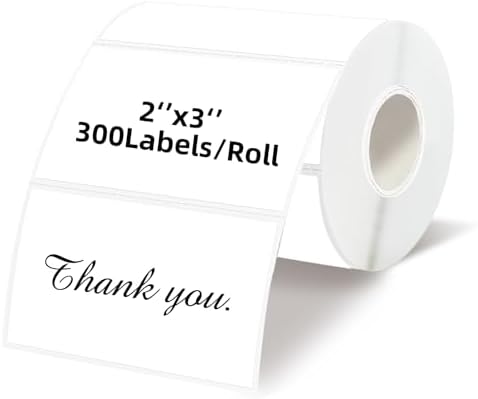 3" x 2" White Thermal Label,Self-Adhesive Rectangle Thermal Sticker Labels for Logo Design,Name/Price Tag,Thanks Card,Address,QR Code by Unknown