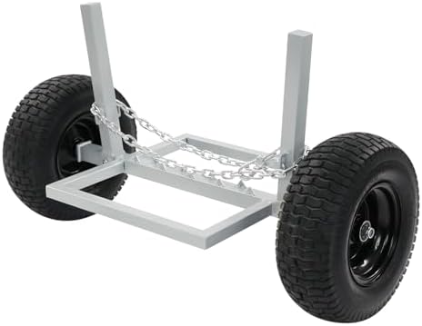 ATV Log Skidding Arch, 24" Dia Steel Log Dolly, 1500lbs Capacity Log Dolly Skidding Holder with Chain and 16" Pneumatic Tires for Farm, Commercial Wood Transport (Sliver, 1500lbs Capacity) by Unknown