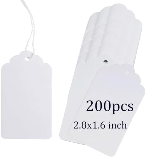 joycraft 200Pcs Gift Tags with String Attached 2.8x1.6 in White Price Tags by joycraft