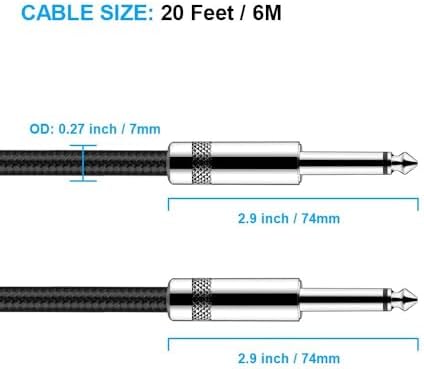 New Bee Guitar Cable 20 ft Electric Instrument Cable Bass AMP Cord 1/4 Straight to Straight for Electric Guitar, Bass Guitar, Electric Mandolin, Pro Audio (Straight Angle) - Image 5