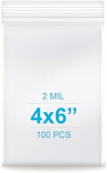 4''x 6'', (Pack of 100) 2 mil Thick Clear Plastic Reclosable Zip Poly Bags with Resealable Lock Seal Zipper for Photo, Jewelry, Bakery, Treats, Travel, Storage, Packaging & Shipping by Enbreey