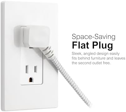 GE Indoor Flat Plug Extension Cord 15 Ft, 3-Outlet Braided Extension Cord - Image 3
