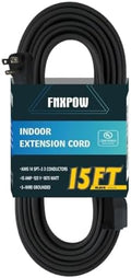 15 Ft Heavy Duty Appliance Extension Cord - 14 Gauge 3 Prong SPT-3 Cable Wire, Ideal for Air Conditioners, Refrigerators, and Major Appliances - Indoor Use, Black by FNXPOW