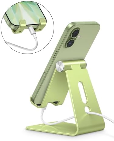 OMOTON C2 Adjustable Aluminum Cell Phone Stand with Charging Cutout, Green - Image 6