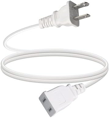 Short 6FT Indoor Power Extension Cord, 2 Prong, White ETL Listed (1 Pack) by UVTaoYuan