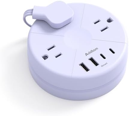 1FT Travel Power Strip with USB C, Cruise Approved Flat Plug Extension Cord by Addtam