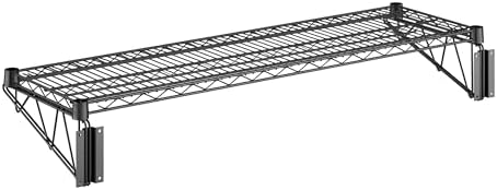 14" x 48" Wire Black Epoxy Wall Mount Shelf, Commercial Fixed Wall Mount Rack, NSF, Metal Floating Shelving for Kitchen, Stock Rooms, Home and Hotel by Zedfire