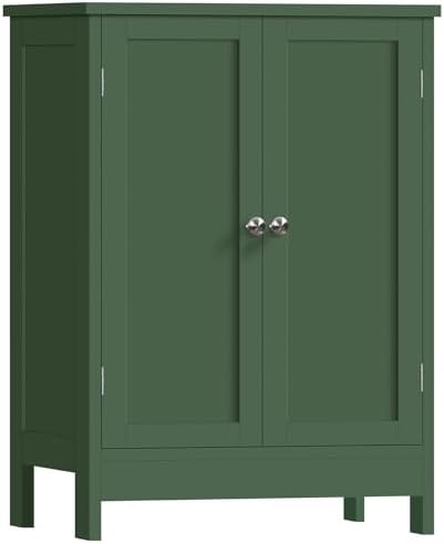 Iwell Bathroom Cabinet, Bathroom Storage Cabinet with 2 Doors & 3 Shelves, 3 Heights Available, for Living Room, Entryway, Home Office, Green by IWELL