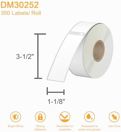 (4200 Labels/12 Rolls) Labelebal 12 Rolls Compatible with DYMO 30252,1-1/8" x 3-1/2"(28mm x 89mm) Direct Thermal Labels,Shipping Replacement Labels Compatible for DYMO LabelWriter Printer - Image 3