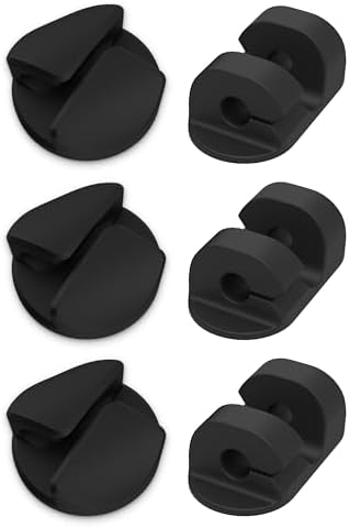 Scosche CMAA2R-6PKRP 6 Pack Adhesive Cable Management Clip Kit in Two Styles, Cord Organizer, Wire Holder for Desk, Nightstand, Phone Charger, Computer, Home, Office, Car, Black by Scosche