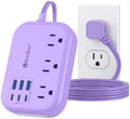 6 USB (3 USB C) Purple Travel Power Strip, 5Ft Extension Cord, 3 Outlets by Beeiker-BetterHelperforYou