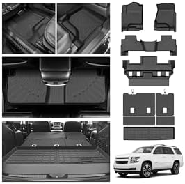 Cartist Floor Mats for 2015-2020 Chevy Tahoe & GMC Yukon Denali | SLE | SLT (7 Seats, Not for Yukon XL), All Weather Cargo Liner for Tahoe Accessories, Heavy Duty TPE Car Mats, Car Accessories by cartist