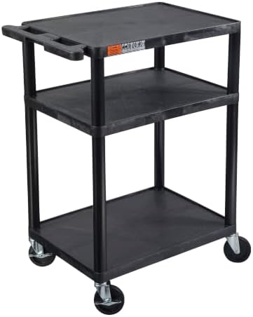 Luxor Black Mobile Plastic 3 Shelf AV Presentation Cart by LuxorWorkspaces