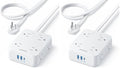 Anker Surge Protector Flat Plug Power Strip 2000J, 5ft Thin Extension Cord, 8 Outlets,2 USB A and 1 USB C Port,20W for iPhone15,Wall Mount,Compact for Home,Office,Room,TUV Listed (Pack of 2) by Anker