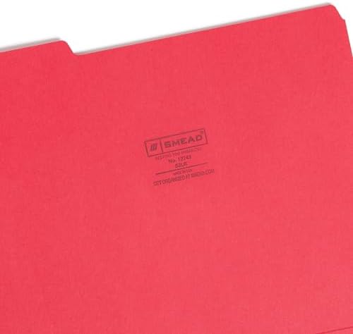Smead File Folder,1/3-Cut Tab,Assorted Positions,Letter Size,Red,Value Filing Products,100 per Box,(Pack of 5) - Image 3