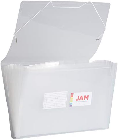 JAM PAPER Accordion Folders - 13 Pocket Plastic Expanding File - Legal Size - 10 x 15 - Clear - Sold Individually by JAMPaper