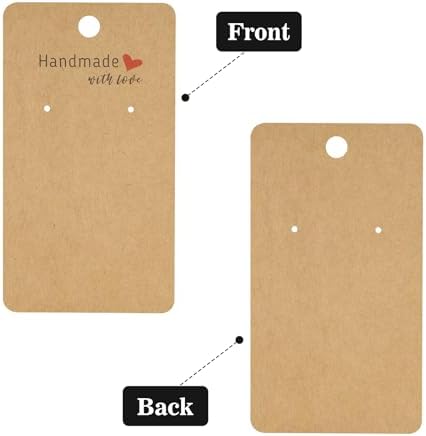 joycraft 100Pcs Earring Display Cards with Bags, 2x3.5 inch Earring Display Holder Cards, Brown Handmade with Love Earring Tags for Selling, Hanging Earring, DIY Jewelry Crafts, Retail - Image 4