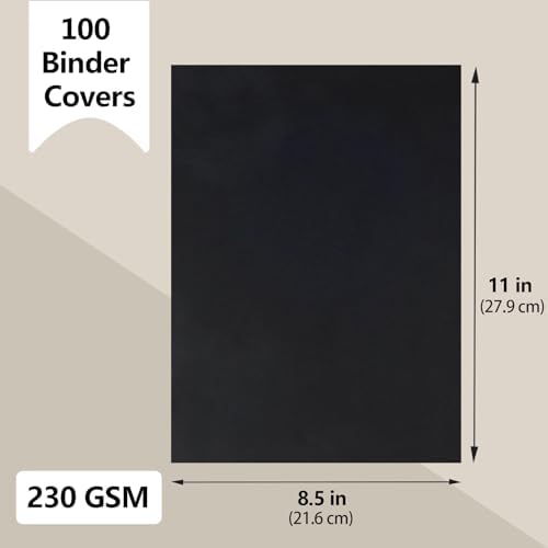 RAYSON 8.5" x 11" Black Leather Texture Binding Covers, 12 Mil Thick, 230gsm Paper, Un-Punched, Letter Size, 100 Pack - Image 3