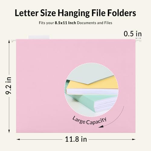 SUNEE 6 Pack Hanging File Folders,Hanging File Folders Letter Size with 1/5-cut Tabs, Assorted Macaron Colors Folders,Stay Organized for Your Home and Office Bulk File and Documents - Image 5