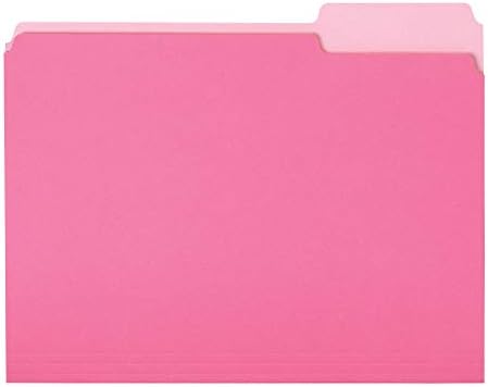 Amazon Basics File Folders for Organization, Letter Size, 1/3 Cut Tab, Pink, 36-Pack by AmazonBasics