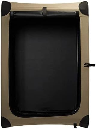 Amazon Basics Portable Folding Soft Dog Crate for Cat, Dog, Rabbit, Double Door with Mesh Ventilation, Collapsible, Easy to Set Up, Large 36" x 24" x 24", Tan - Image 3