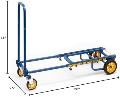 Rock-N-Roller R2RT-BL (Micro) 8-in-1 Folding Multi-Cart/Hand Truck/Dolly/Platform Cart/26" to 39" Telescoping Frame/350 lbs. Load Capacity, Blue - Image 2