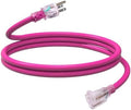 EP 6 Ft 12/3 SJTW Lighted Outdoor Extension Cord, Pink by ENERGYPRO