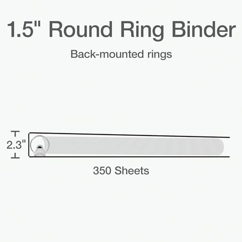 Oxford Ring Binders, 1.5" Round Ring Binders, View Binder, Covers on 3 Sides, XtraLife Hinge, Non-Stick, PVC-Free, Black, 350 Sheet Capacity (1002548) - Image 2