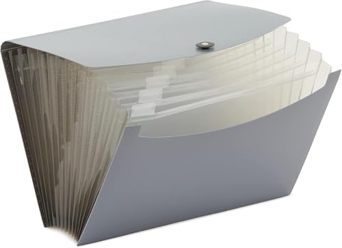 Amazon Basics Expanding File Folder, Document Organizer with 13 Pockets, Letter Size, Waterproof, Black & Gray, 12-Pack - Image 4