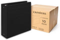 Carstens 4-Inch Heavy Duty 3-Ring Binder - Side Opening, Black, Durable Plastic, No-Gap Rings, Waterproof Cover, No Pockets, Holds 600 US Letter Sheets, BPA-Free, Made in USA (1845-3R), Case of 10 by Carstens