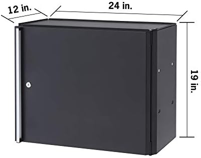 Trinity 24 Inch Garage Wall Storage Cabinet, 22 Gauge Steel, Wall-Mount, Adjustable Shelf and Reversible Door for Tools, Cleaning Supplies, and More, Black - Image 3