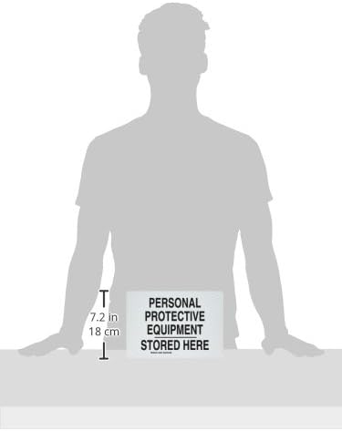 Brady 128491 Personal Protection Sign, Legend "Personal Protective Equipment Stored Here", 7" Height, 10" Width, Black on White - Image 2