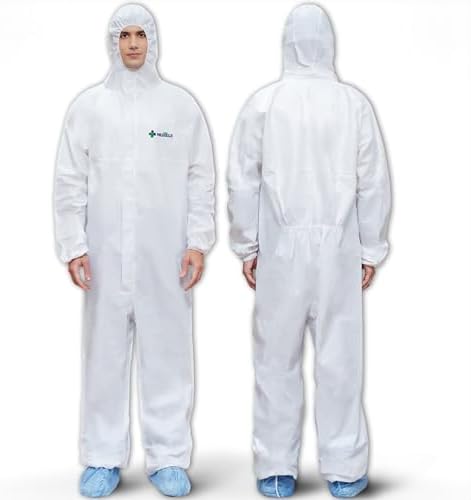 Medtecs Hazmat Suits - 6 Sizes Options - Disposable Coveralls Suit, Medical Protective Coverall PPE Hazmat Suits by MedtecsGroup