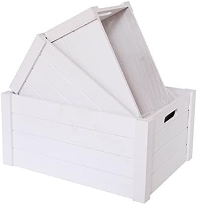 Farmhouse Modern White Wooden Crates For Storage by SENRYEE
