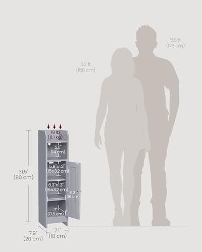 VASAGLE Small Storage Corner Floor Cabinet with Door, Dove Gray - Image 3