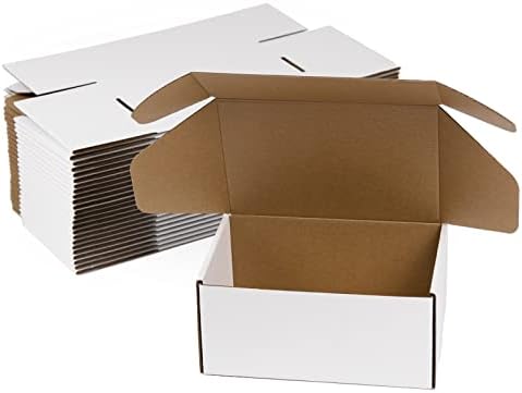 9x6x4 Inches Shipping Boxes Pack of 25, White Corrugated Cardboard Boxes for Small Bussiness by Sodissa