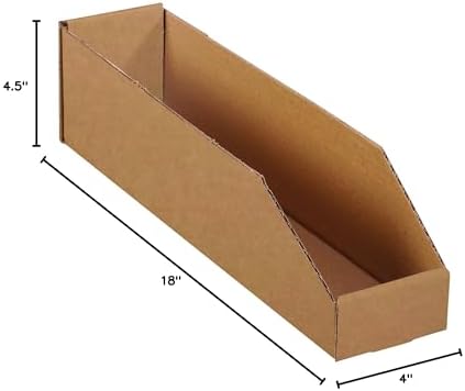 BOX USA BBINBWZ418K Open Top Bin Boxes, 4" x 18" x 4 1/2", Kraft (Pack of 50) - Image 5