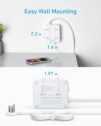 Anker Power Strip with 2000J Surge Protector, 10ft Outlet Extender, 20W 8AC - Image 6