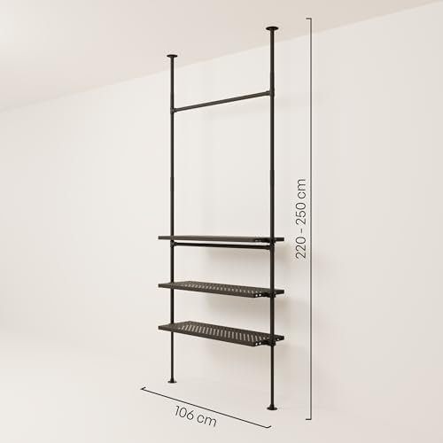 pamo Adjustable Clothes Rack with Shelves 41" W x 86"-98" H - Image 2