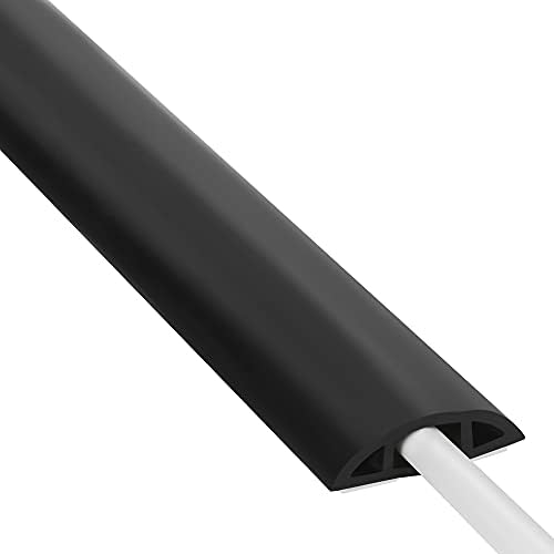 Floor Cord Cover 10ft, Cord Hider Floor Black, Floor Cable Management Prevent Cable Trips, Floor Cable Cover Wire Covers for Electric Power Cords, Cord Protector Cord Cavity W0.47in x H0.28in by ZhiYo