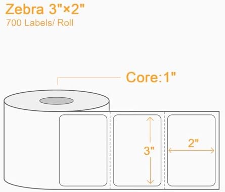 (8400 Pcs/3-Proof 1" Core) Labelebal 12 Rolls 3" x 2" Direct Thermal Label (76mm x 51mm) Multipurpose Shipping Address Mailing Barcodes Labels Compatible for Zebra 2844 & Rollo Desktop Label Printer - Image 2