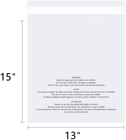 13" x 15" (200 Count) Clear Poly Bags with Suffocation Warning - Image 2