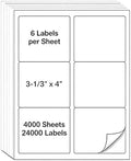 MPRT 4000 Sheets 3-1/3" x 4" Shipping Address Labels Printable Label Stickers Paper for Laser/Inkjet Printer 6 per Page Mailing Labels, FBA Box Labels - Matte, 24000 Labels by Unknown